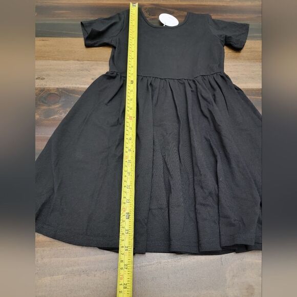 Arshiner Solid Black Dress Short Sleeve A-line Cross Back Size 120 - Picture 6 of 6